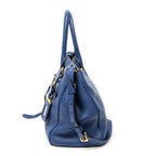 Prada Front Pocket Convertible Tote Blue Vitello Daino — view 3