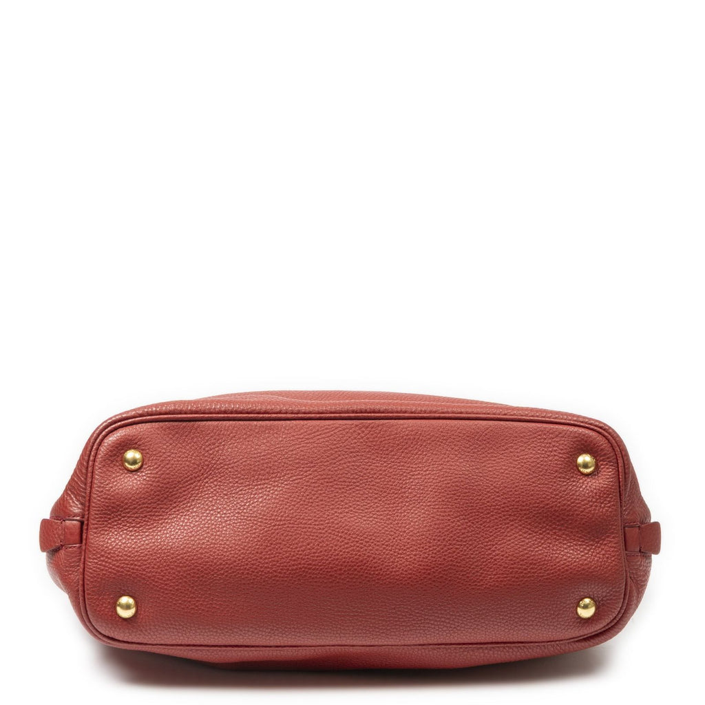 Prada Large Zip Tote Red Vitello Daino — view 6