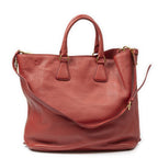 Prada Large Zip Tote Red Vitello Daino — view 5