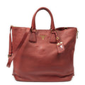 Prada Large Zip Tote Red Vitello Daino