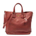 Prada Large Zip Tote Red Vitello Daino