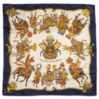 Hermes Scarf Navy Ivory Gold 100% Jacquard Silk — view 2
