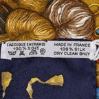 Hermes Scarf Navy Ivory Gold 100% Jacquard Silk — view 5
