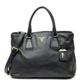 Prada Convertible Open Tote Black Vitello Daino