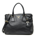 Prada Convertible Open Tote Black Vitello Daino