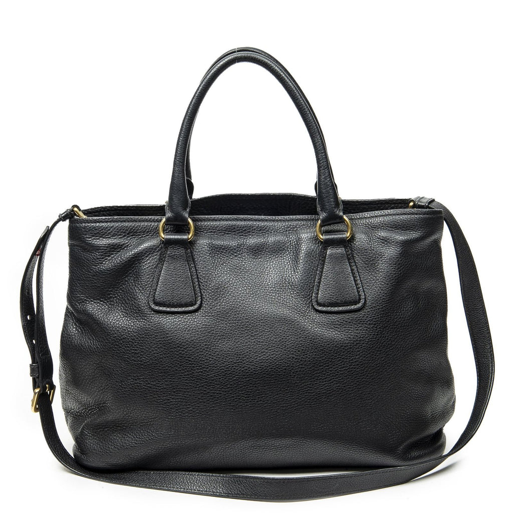Prada Convertible Open Tote Black Vitello Daino — view 5