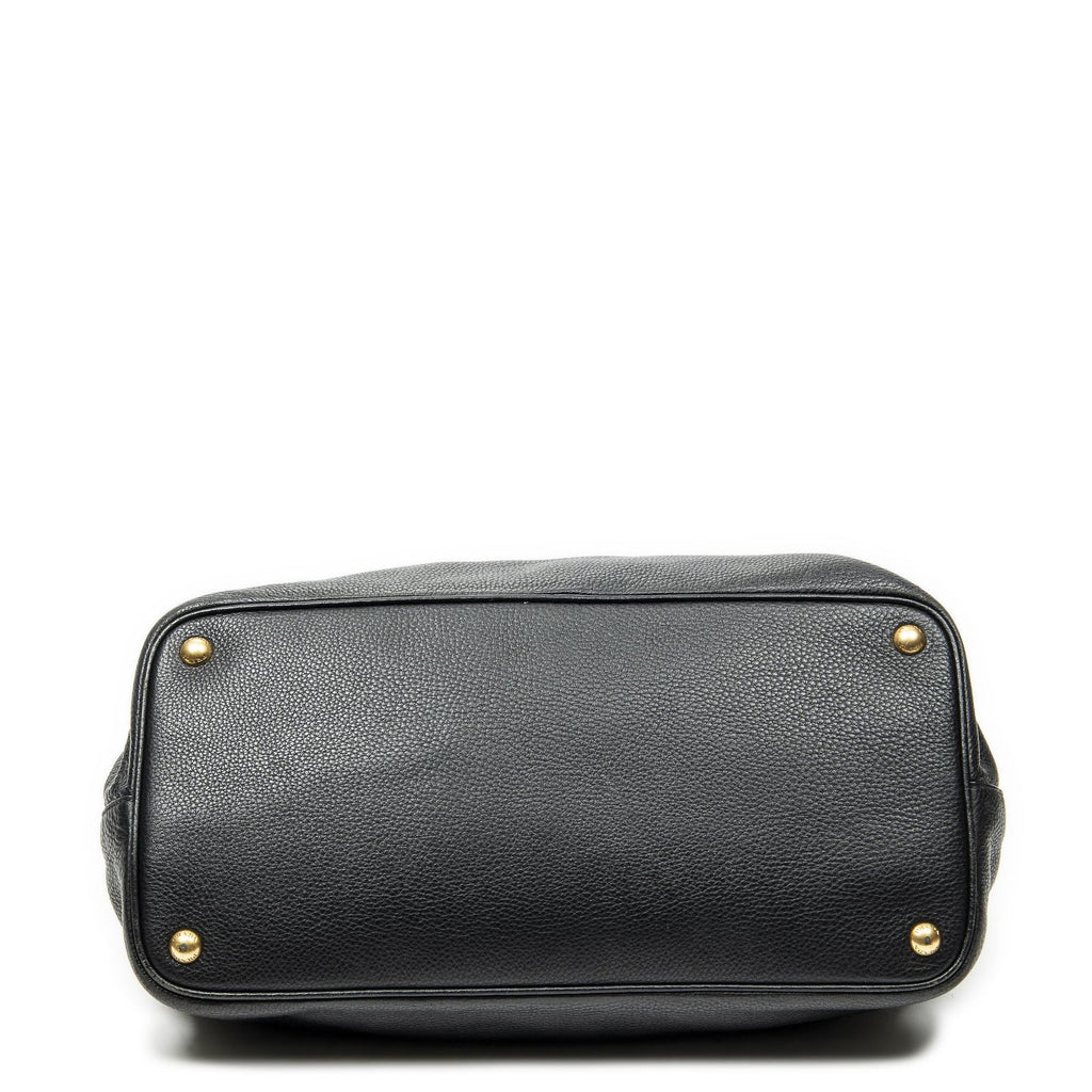 Prada Convertible Open Tote Black Vitello Daino — view 6