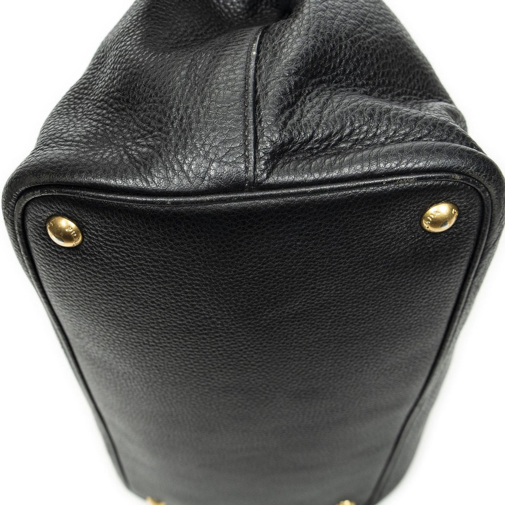 Prada Convertible Open Tote Black Vitello Daino — view 7
