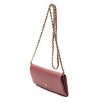 Prada Wallet on Chain Clutch Pink Saffiano Leather — view 2