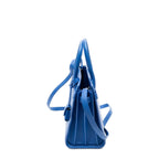Saint Laurent Nano Sac de Jules Blue Grain Calfskin Leather Shoulder Bag — view 3