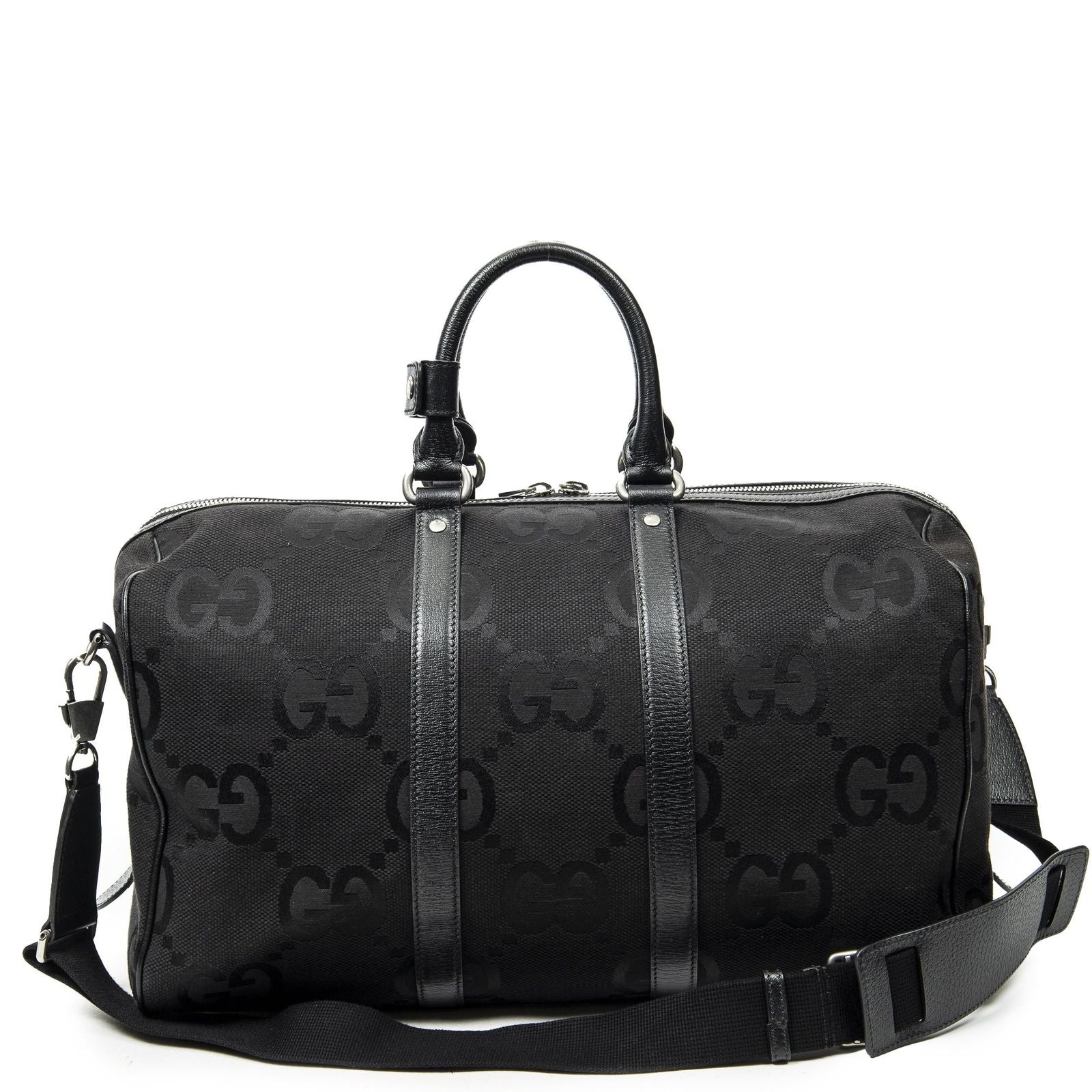 Gucci Convertible Duffle Black Jumbo GG Canvas — view 5