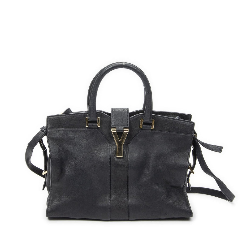 Saint Laurent Mini Cabas Ch Yc Navy Calfskin Leather Shoulder Bag