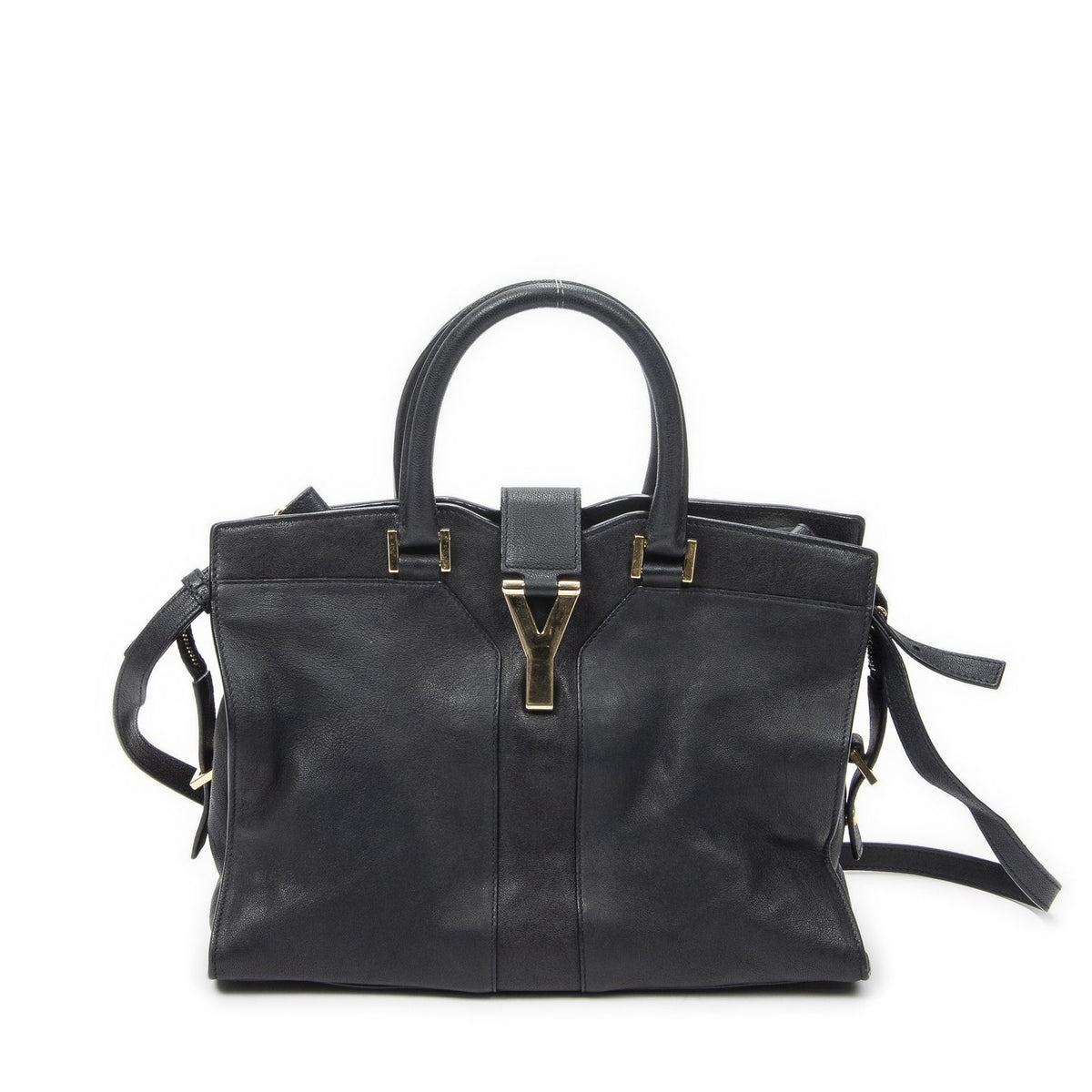 Saint Laurent Mini Cabas Ch Yc Navy Calfskin Leather Shoulder Bag