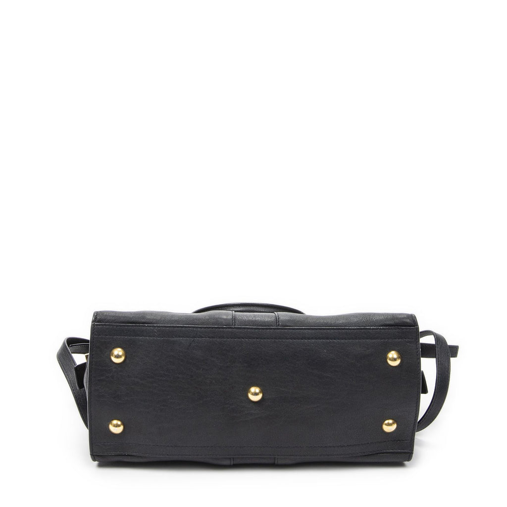 Saint Laurent Mini Cabas Ch Yc Navy Calfskin Leather Shoulder Bag — view 6