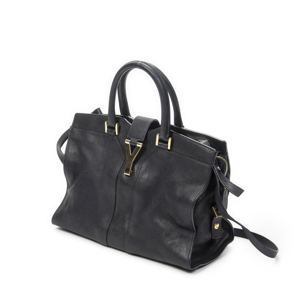 Saint Laurent Mini Cabas Ch Yc Navy Calfskin Leather Shoulder Bag — view 2