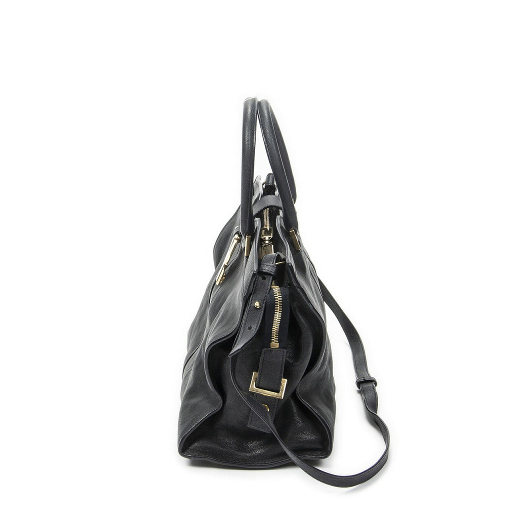 Saint Laurent Mini Cabas Ch Yc Navy Calfskin Leather Shoulder Bag — view 3