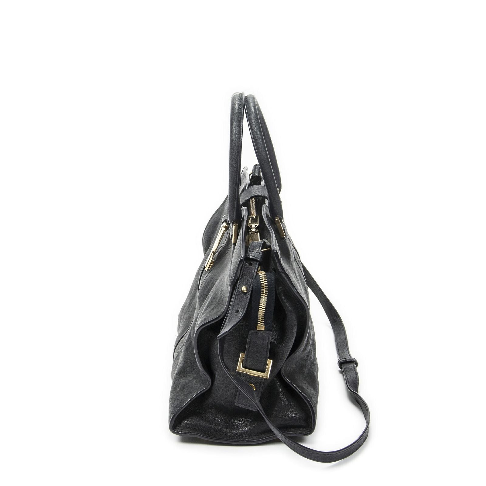 Saint Laurent Mini Cabas Ch Yc Navy Calfskin Leather Shoulder Bag — view 3
