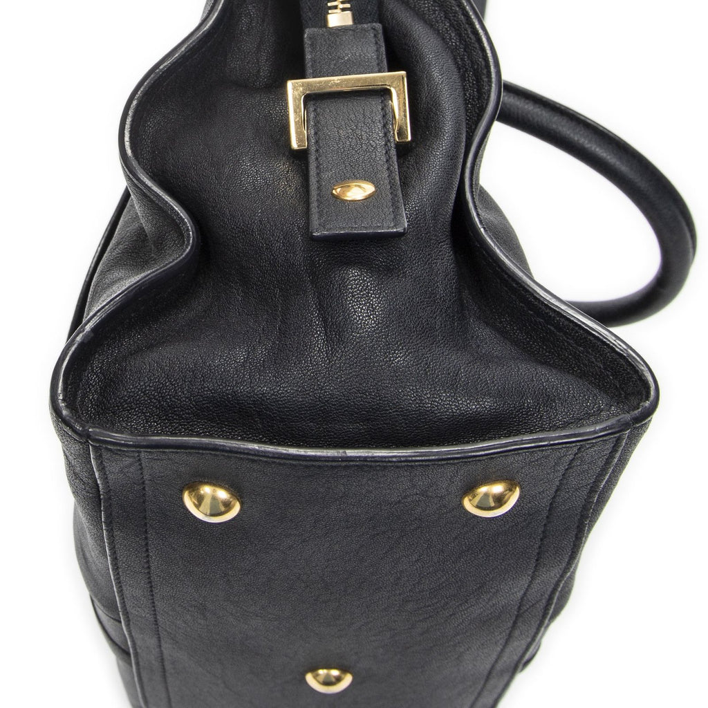 Saint Laurent Mini Cabas Ch Yc Navy Calfskin Leather Shoulder Bag — view 7