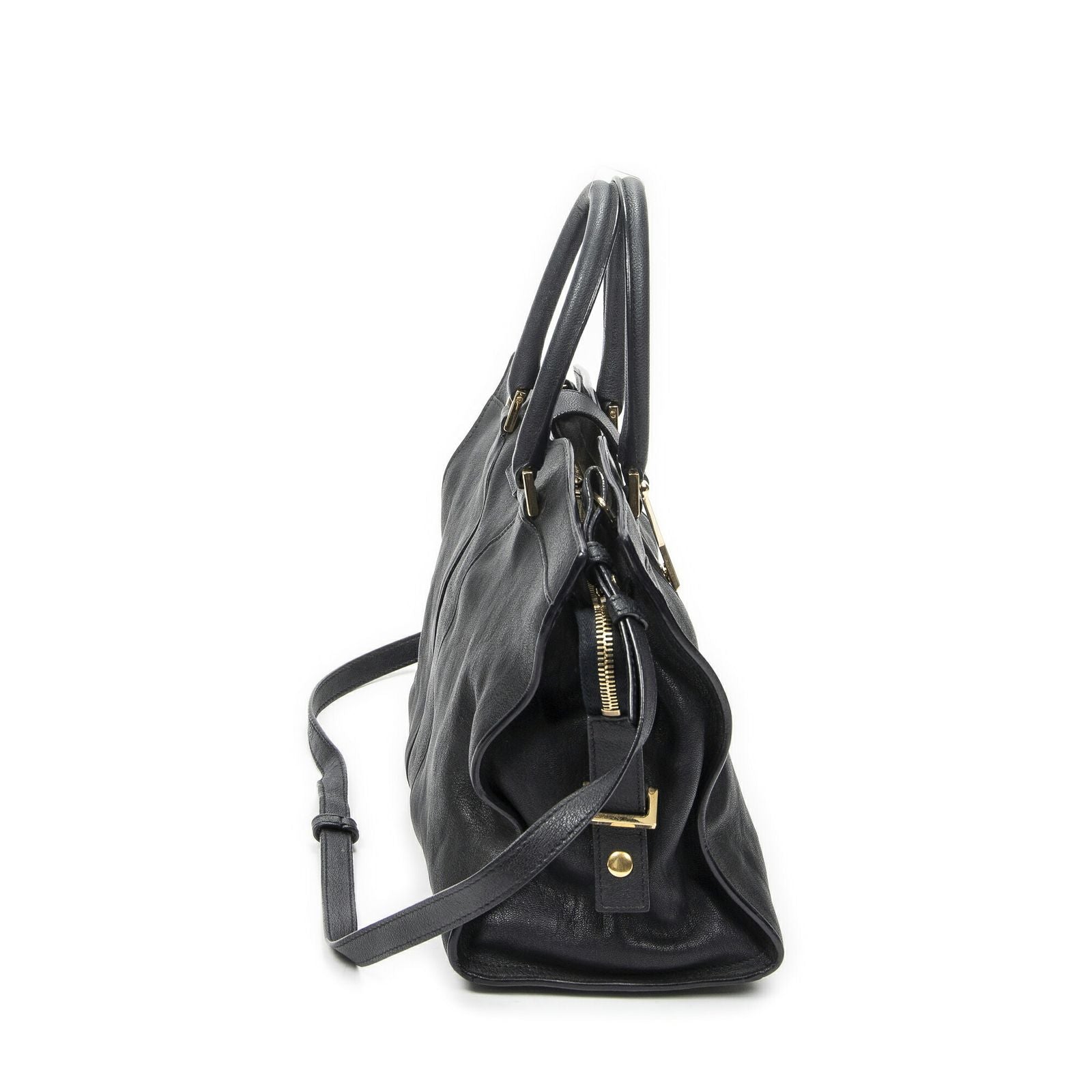 Saint Laurent Mini Cabas Ch Yc Navy Calfskin Leather Shoulder Bag — view 4