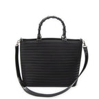 Gucci Medium Bamboo Bar Tote Black Matelasse Nylon Canvas — view 5