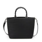 Gucci Medium Bamboo Bar Tote Black Matelasse Nylon Canvas