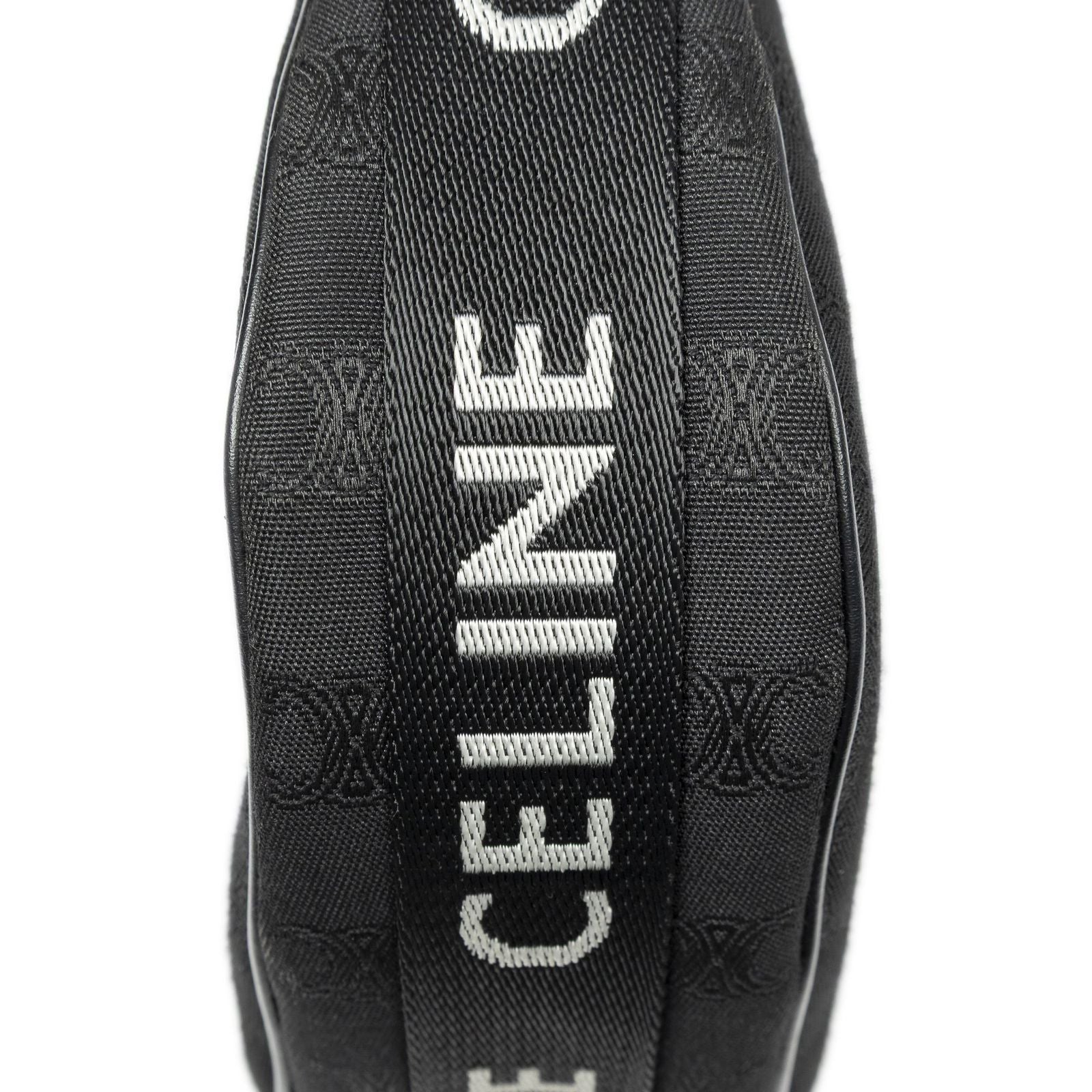 Celine Ava Trekking Black Striped Canvas Shoulder Bag — view 8