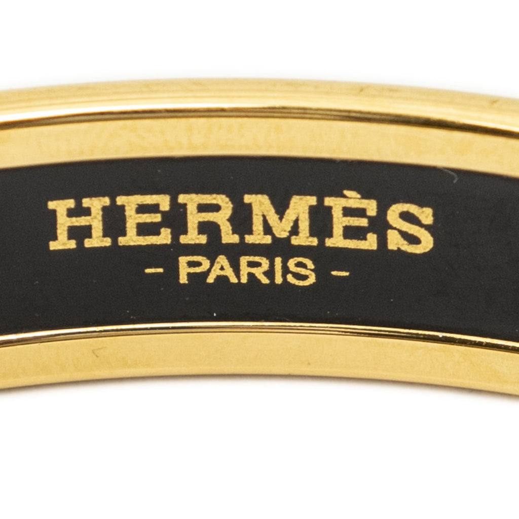 Hermes Enamel Bangle Blue Yellow Gold Plated Bracelet — view 4