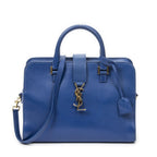 Saint Laurent Medium Monogram Cabas Blue Smooth Leather Shoulder Bag