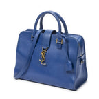 Saint Laurent Medium Monogram Cabas Blue Smooth Leather Shoulder Bag — view 2