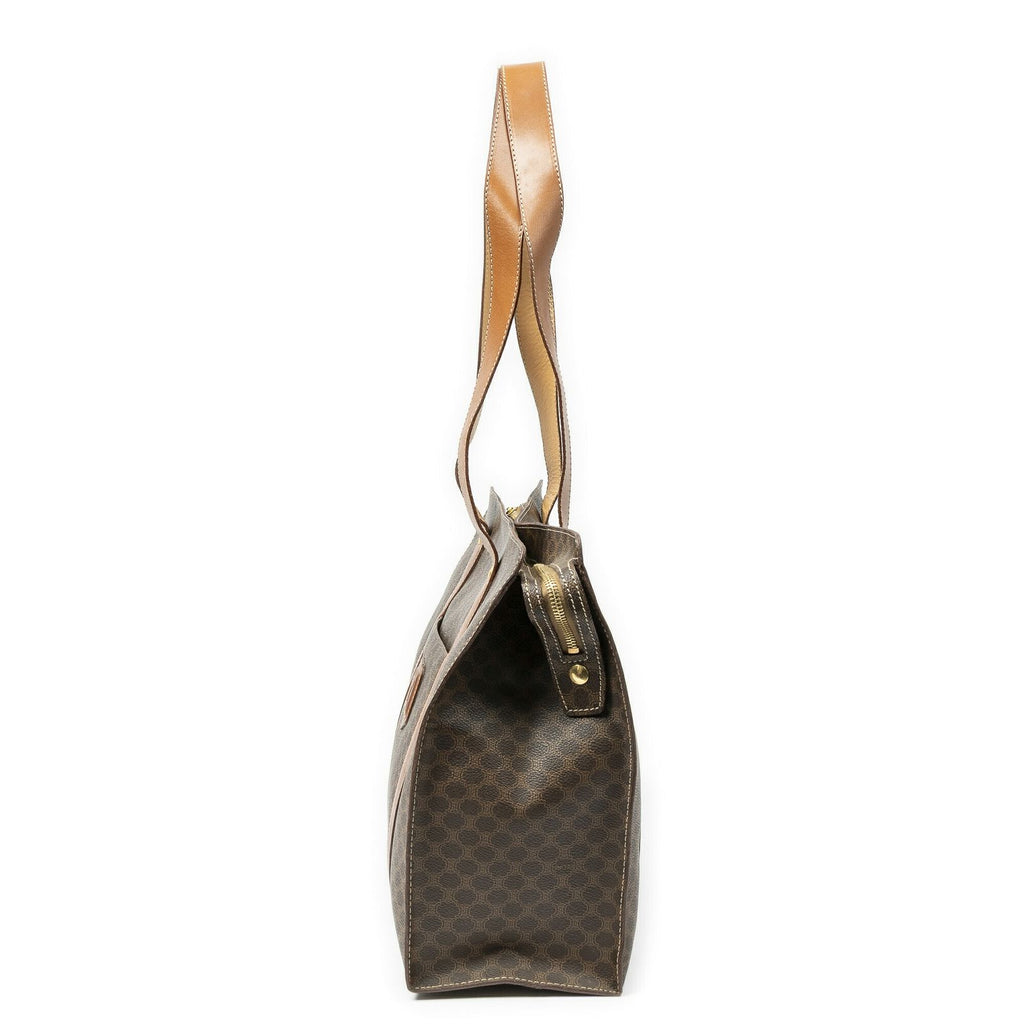 Celine Zip Shopping Tote Brown Beige Macadam Canvas — view 3