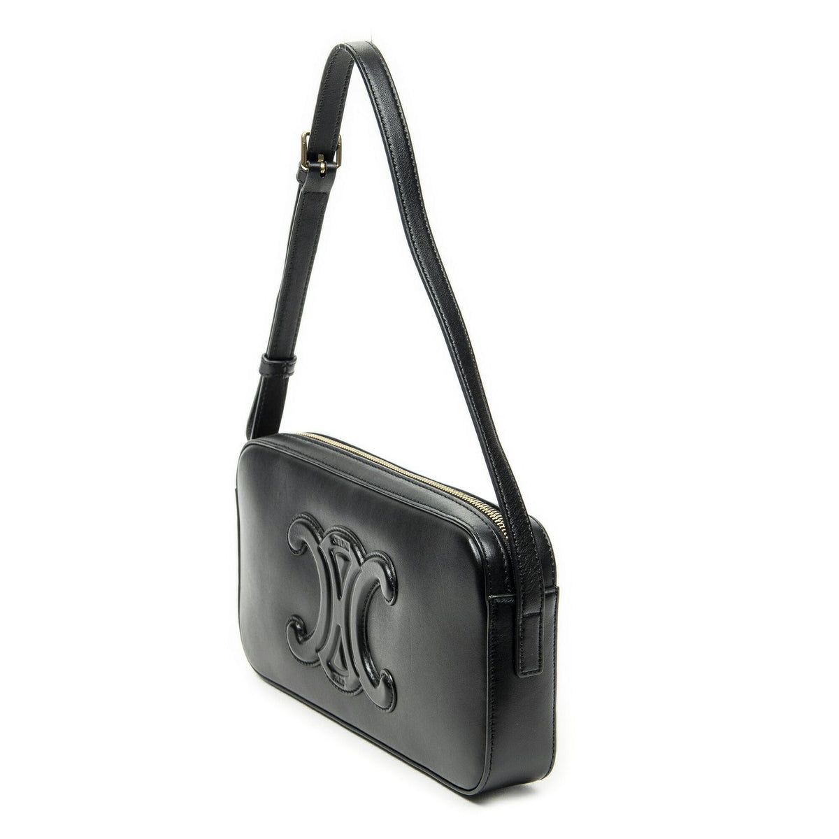 Celine Cuir Triomphe Mini Camera Bag Black Calfskin Leather — view 2