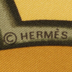 Hermes Scarf Yellow Tan Green Twill Silk — view 4