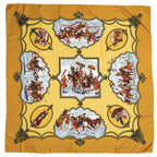 Hermes Scarf Yellow Tan Green Twill Silk — view 2