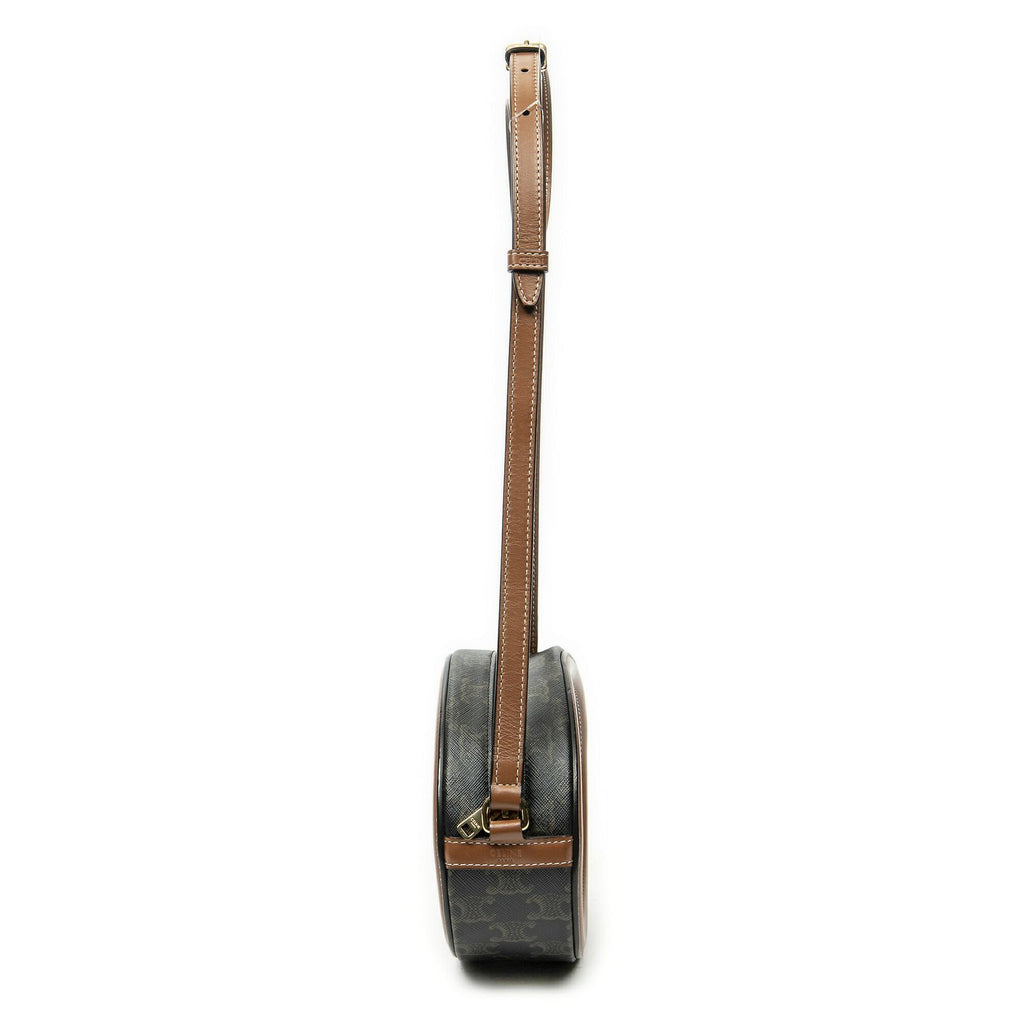 Celine Small Cuir Triomphe Oval Crossbody Brown Black Canvas — view 4