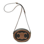 Celine Small Cuir Triomphe Oval Crossbody Brown Black Canvas — view 5