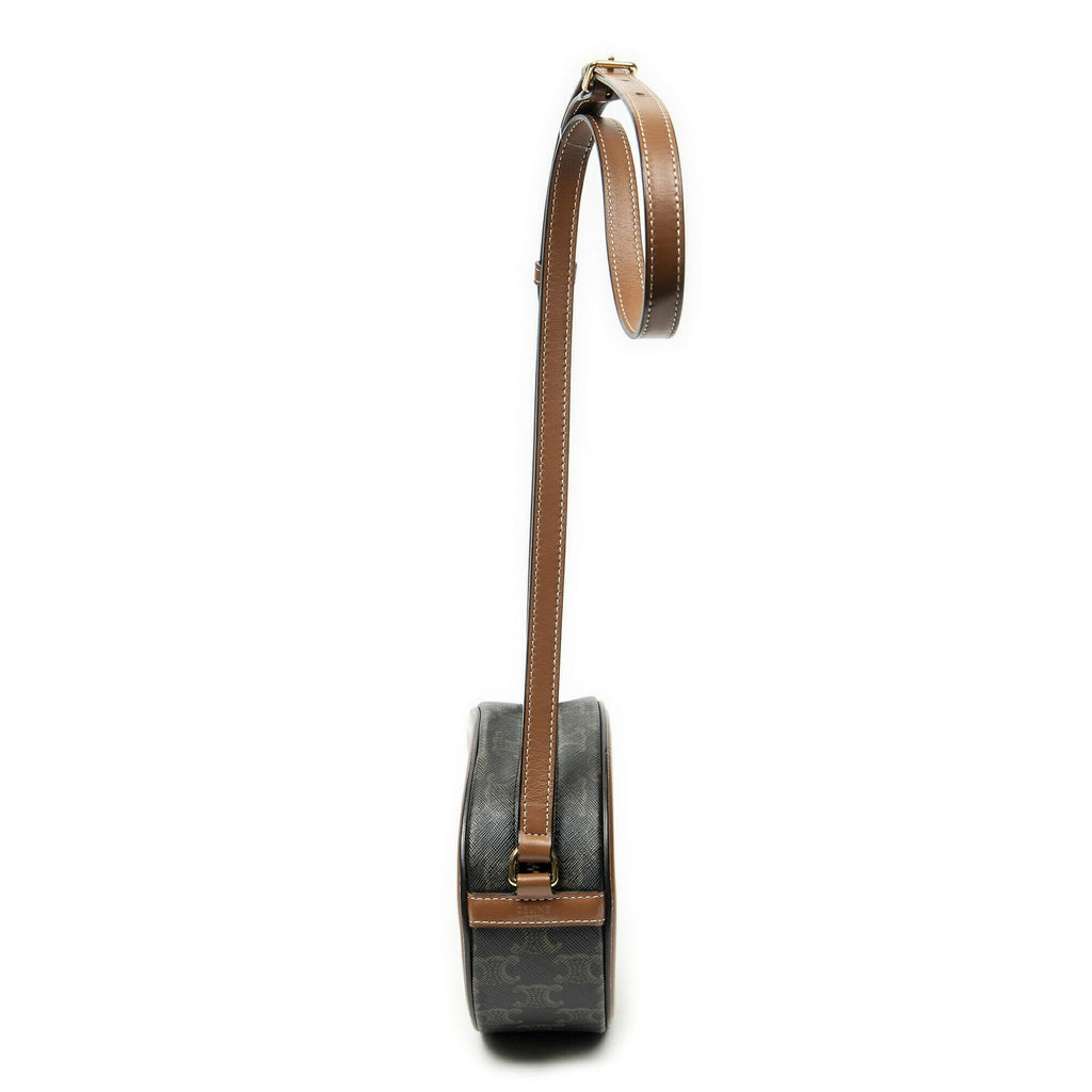 Celine Small Cuir Triomphe Oval Crossbody Brown Black Canvas — view 3