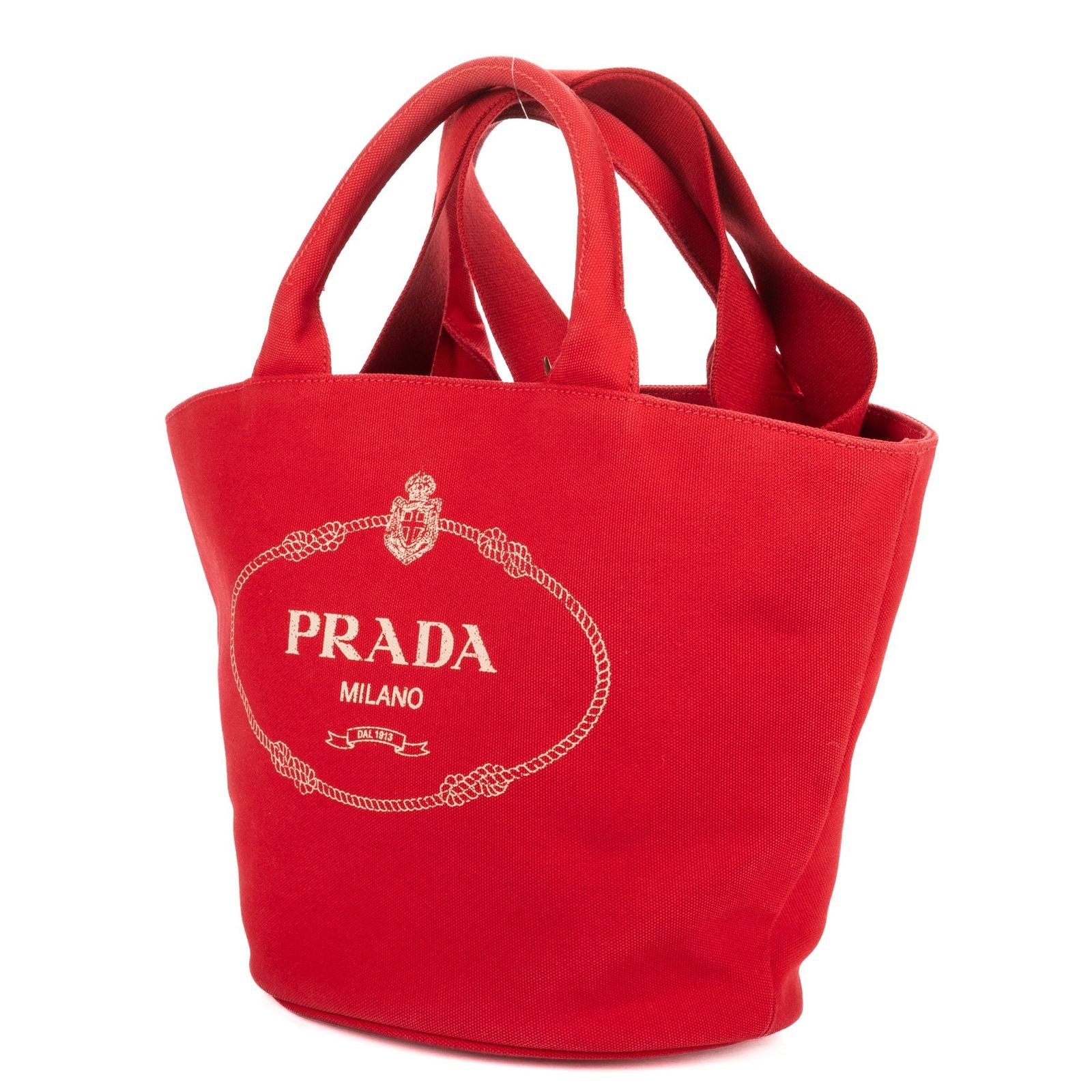 Prada Cabas Tote Red Floral Canvas — view 2