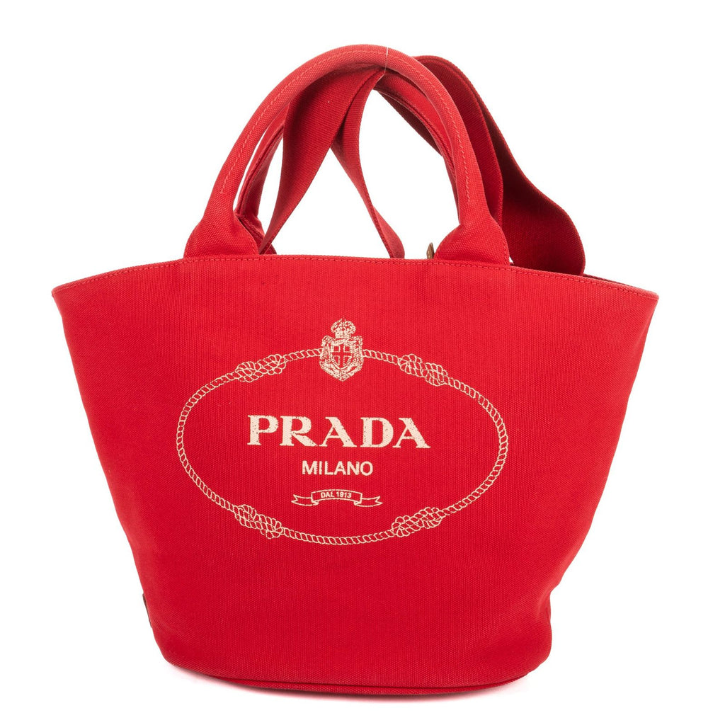 Prada Cabas Tote Red Floral Canvas