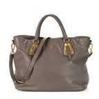Prada Soft Tote Gray Smooth Leather