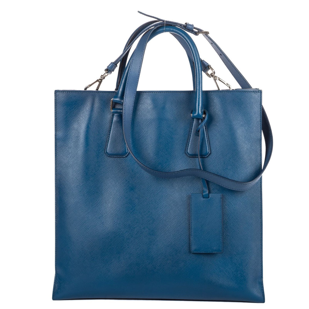Prada GG Tote Blue Saffiano Lux Leather
