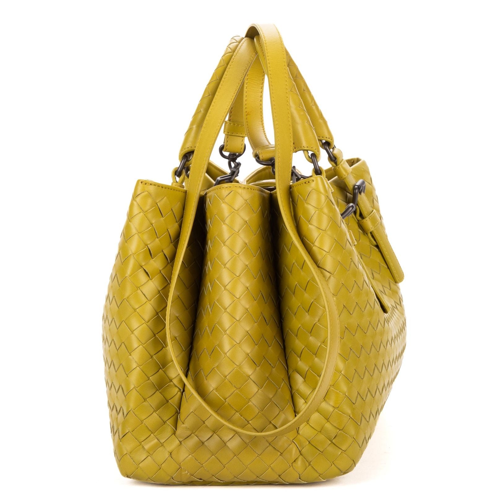 Bottega Veneta Small Rome Bag Green Intrecciato Leather — view 3