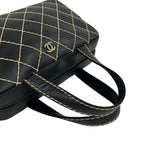 Chanel CC Logo Wild Stitch Leather Mini Boston Bag Black — view 4