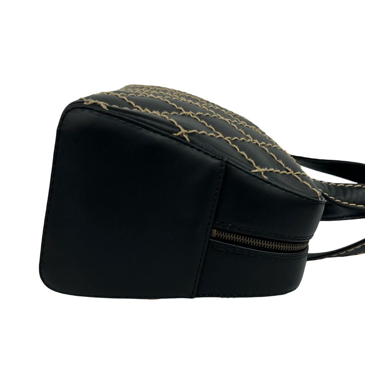 Chanel CC Logo Wild Stitch Leather Mini Boston Bag Black — view 6