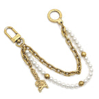 Louis Vuitton Bag Charm Chain Belt LV Pearl Gold Keychain