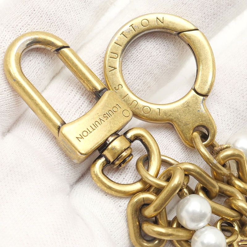 Louis Vuitton Bag Charm Chain Belt LV Pearl Gold Keychain — view 5