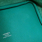 Hermes Picotin 18 PM Blue Paon Silver Taurillon Clemence Green Handbag — view 7