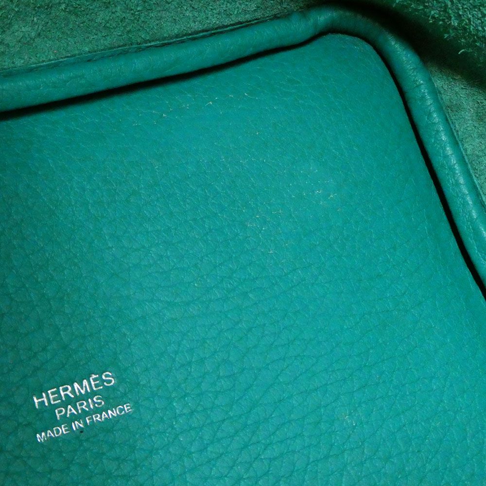 Hermes Picotin 18 PM Blue Paon Silver Taurillon Clemence Green Handbag — view 7