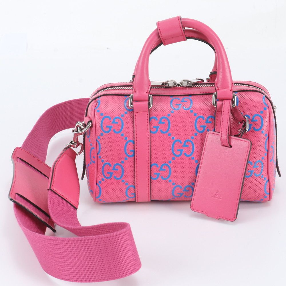 Gucci GG Embossed Duffle Leather 2-Way Shoulder Bag Mini
