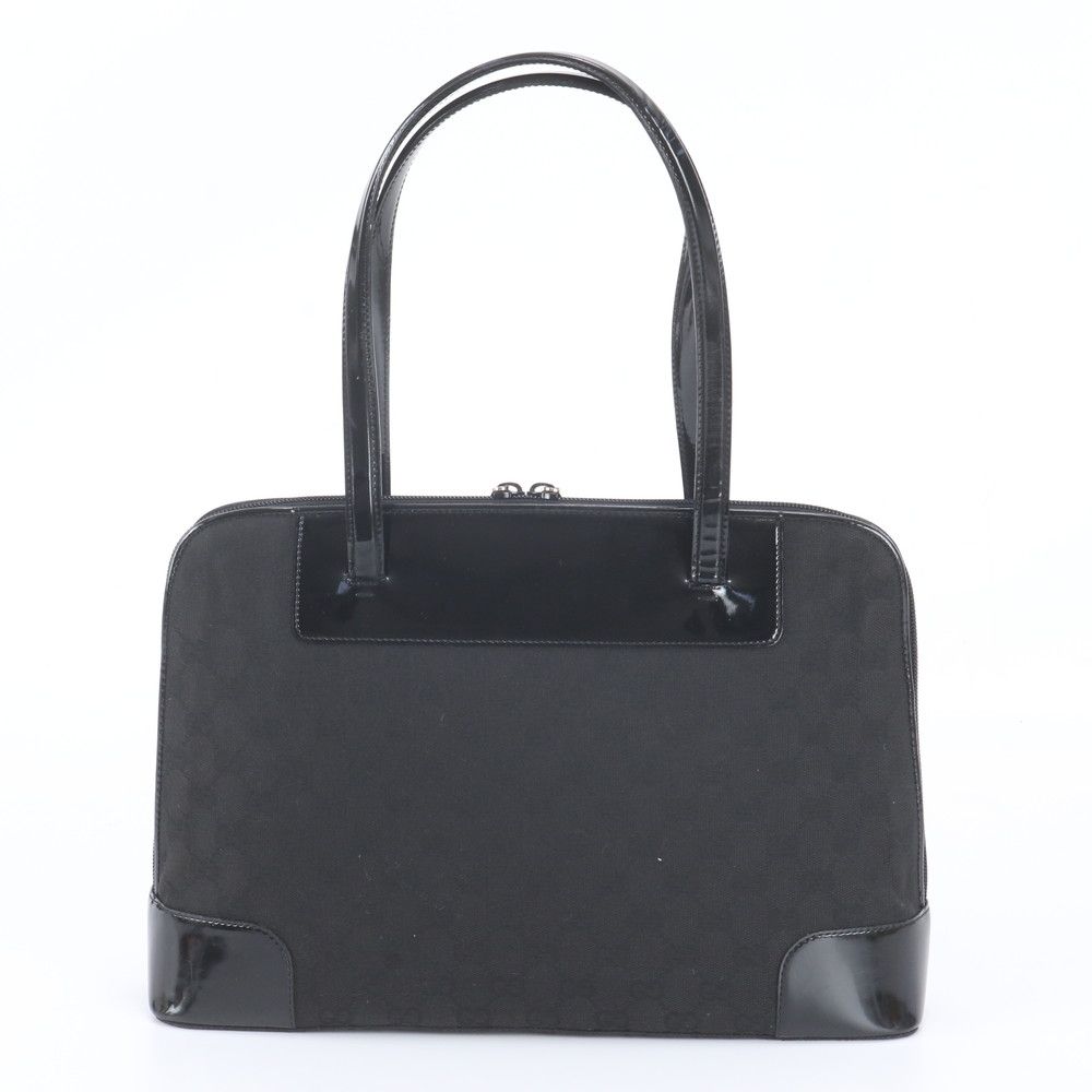 Gucci GG Canvas Leather Tote Shoulder Hand Black — view 3