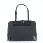 Gucci GG Canvas Leather Tote Shoulder Hand Black